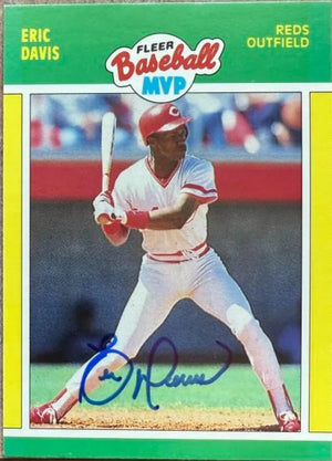 Eric Davis Signed 1989 Fleer Baseball MVPs Baseball Card - Cincinnati Reds #9