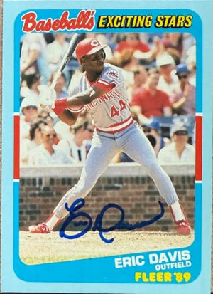 Eric Davis Signed 1989 Fleer Baseball's Exciting Stars Baseball Card - Cincinnati Reds #9