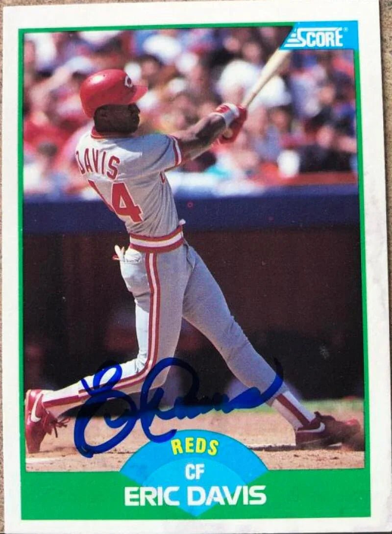 Eric Davis Signed 1989 Score Baseball Card - Cincinnati Reds #109