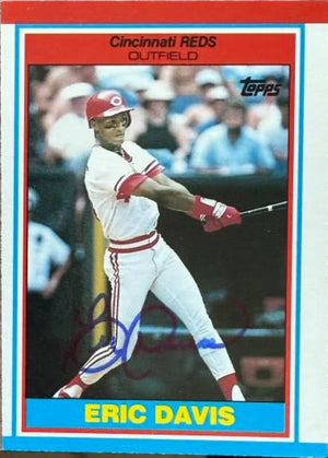 Eric Davis Signed 1989 Topps American Baseball (UK Minis) Baseball Card - Cincinnati Reds #19