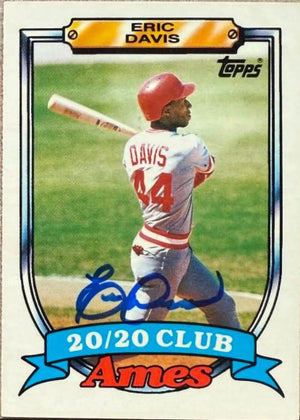 Eric Davis Signed 1989 Topps Ames 20/20 Club Baseball Card - Cincinnati Reds #11