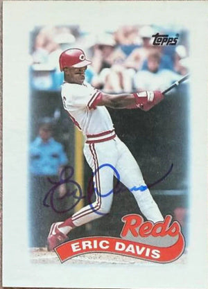 Eric Davis Signed 1989 Topps Major League Leaders Minis Baseball Card - Cincinnati Reds #8