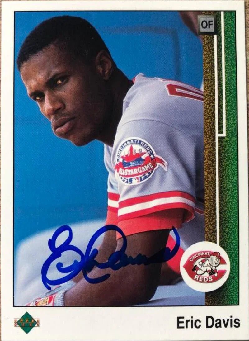 Eric Davis Signed 1989 Upper Deck Baseball Card - Cincinnati Reds #410
