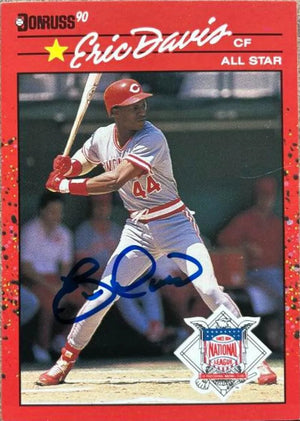 Eric Davis Signed 1990 Donruss Baseball Card - Cincinnati Reds #695