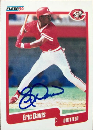 Eric Davis Signed 1990 Fleer Baseball Card - Cincinnati Reds #417