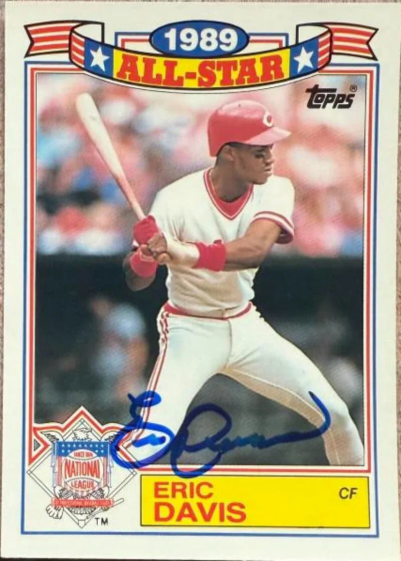 Eric Davis Signed 1990 Topps All-Star Game Glossy Baseball Card - Cincinnati Reds #7