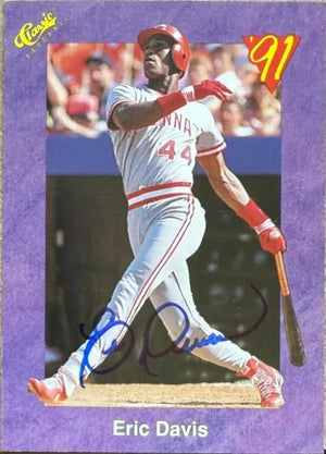 Eric Davis Signed 1991 Classic Baseball Card - Cincinnati Reds #136