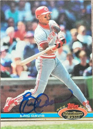 Eric Davis Signed 1991 Stadium Club Baseball Card - Cincinnati Reds #37