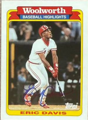 Eric Davis Signed 1991 Topps Woolworth Baseball Highlights Baseball Card - Cincinnati Reds #25