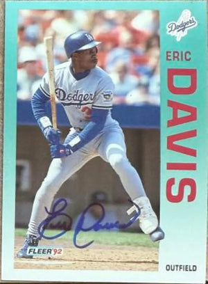 Eric Davis Signed 1992 Fleer Update Baseball Card - Los Angeles Dodgers #U-90