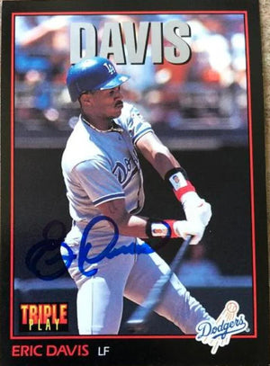 Eric Davis Signed 1993 Triple Play Baseball Card - Los Angeles Dodgers #112