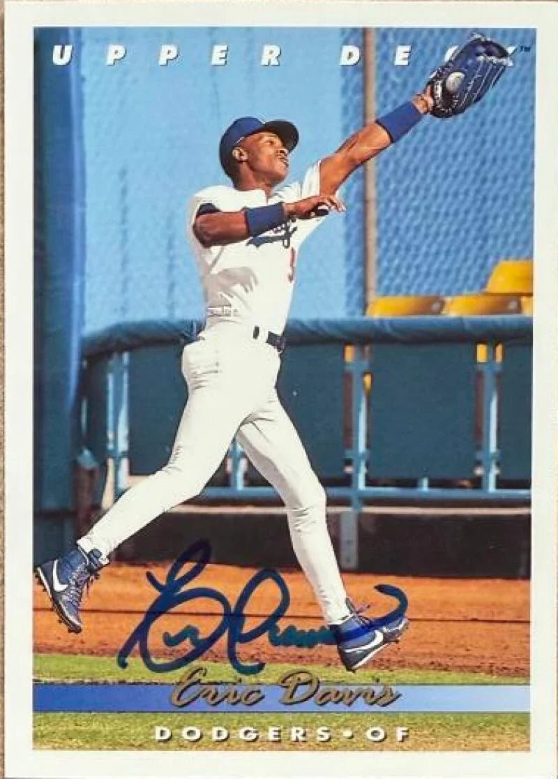 Eric Davis Signed 1993 Upper Deck Baseball Card - Los Angeles Dodgers #595