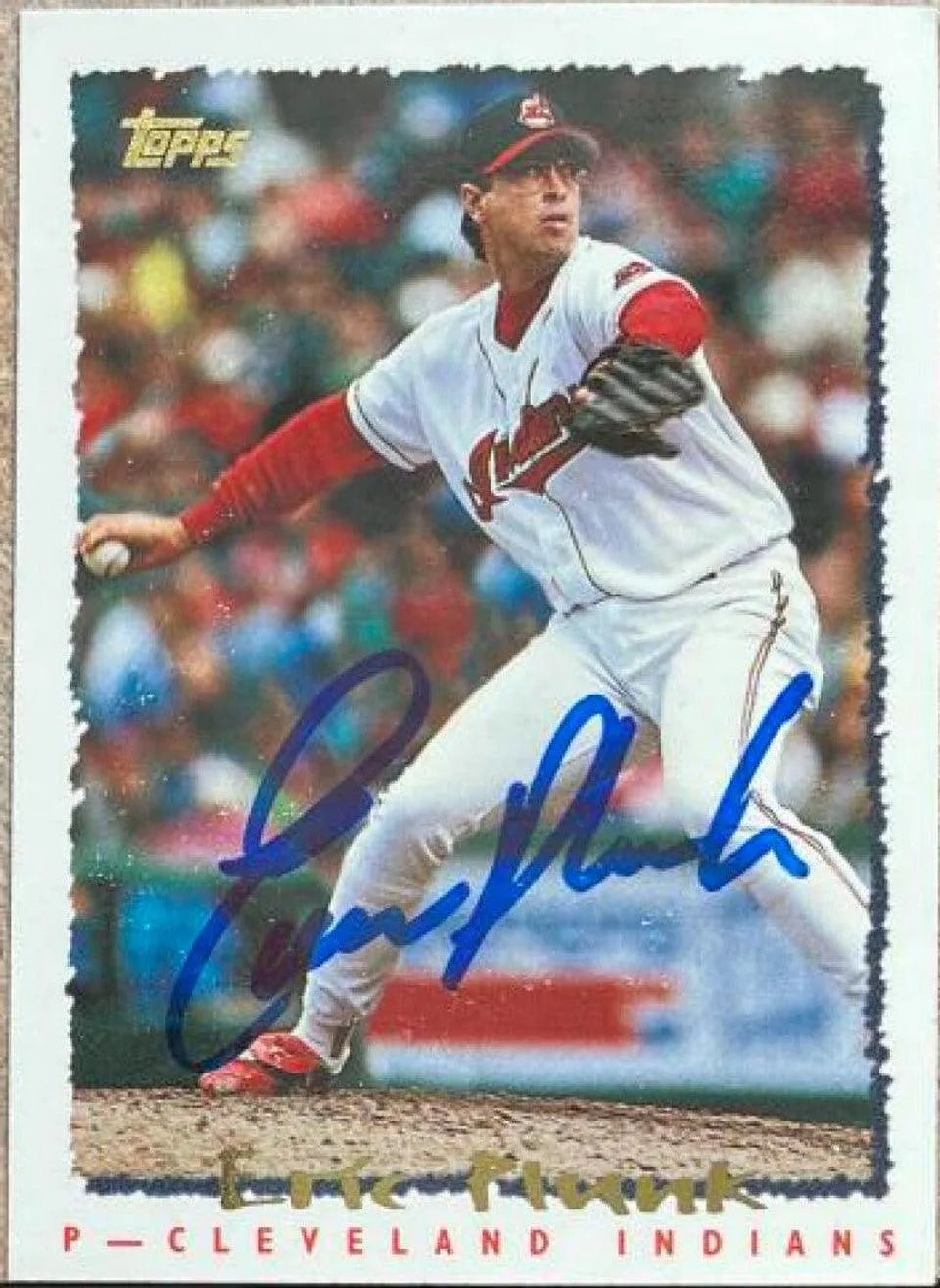Eric Plunk Signed 1995 Topps Baseball Card - Cleveland Indians