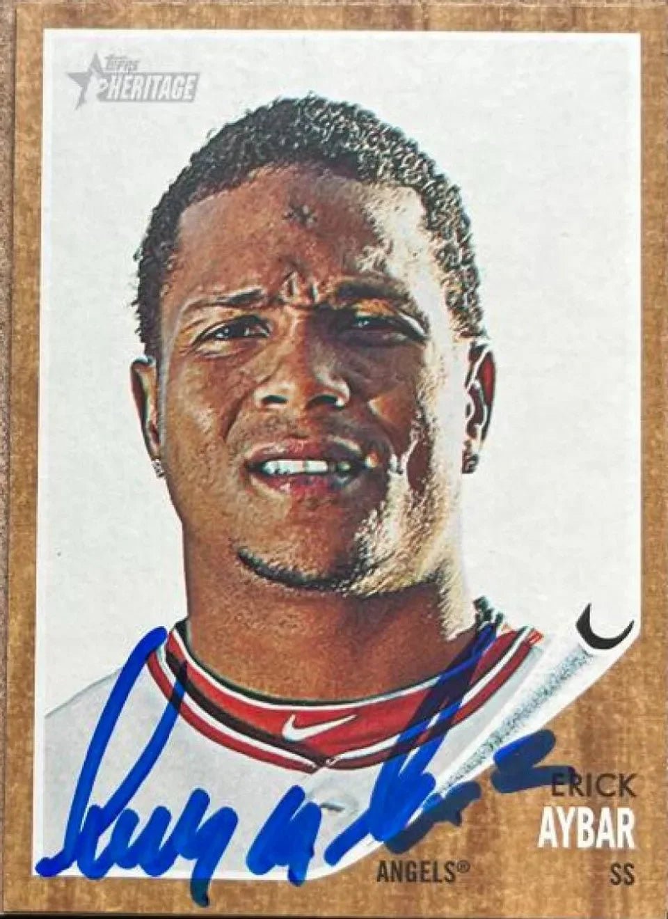 Erick Aybar Signed 2011 Topps Heritage Baseball Card - Anaheim Angels