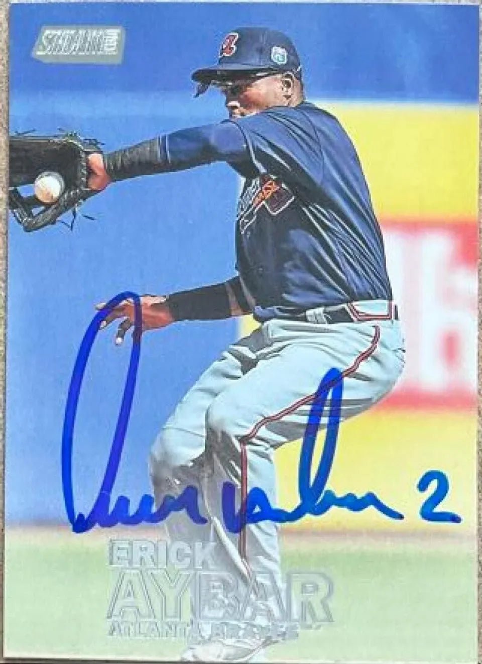 Erick Aybar Signed 2016 Stadium Club Baseball Card - Atlanta Braves
