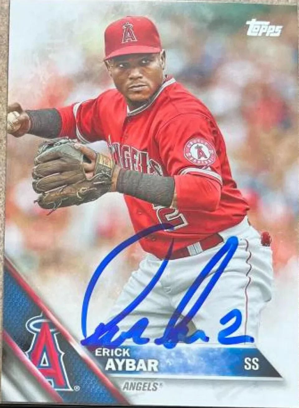 Erick Aybar Signed 2016 Topps Baseball Card - Anaheim Angels