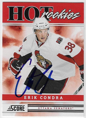 Erik Condra Signed 2011-12 Panini Score Hockey Card - Ottawa Senators