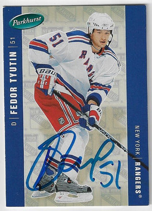 Fedor Tyutin Signed 2005-06 Parkhurst Hockey Card - New York Rangers