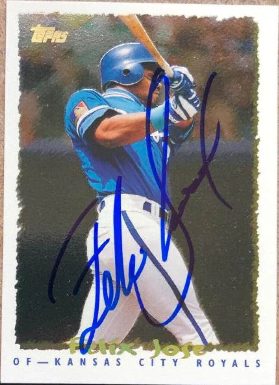 Felix Jose Signed 1995 Topps Cyberstats Baseball Card - Kansas City Royals