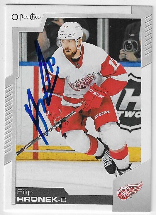 Filip Hronek Signed 2020-21 O-Pee-Chee Hockey Card - Detroit Red Wings