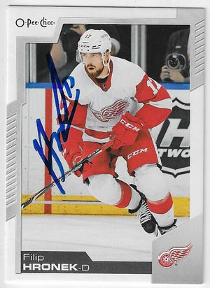Filip Hronek Signed 2020 - 21 O - Pee - Chee Hockey Card - Detroit Red Wings - PastPros