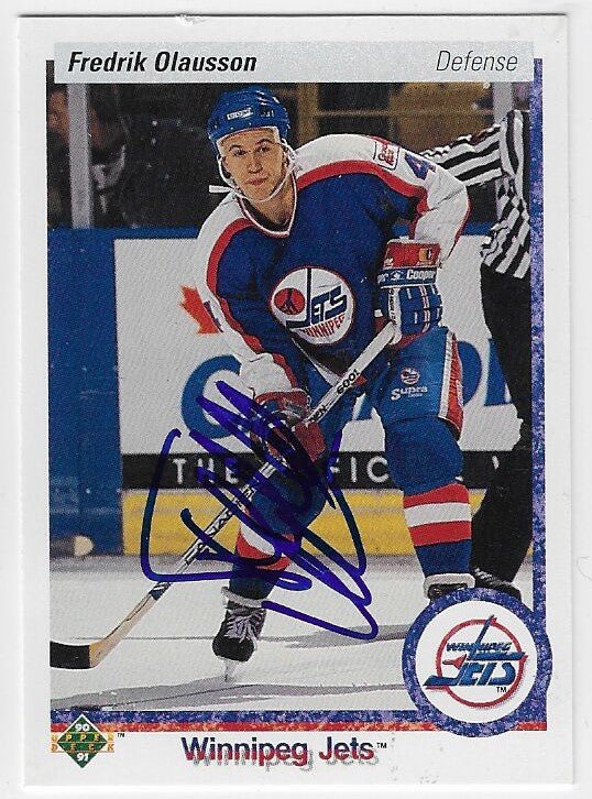 Fredrik Olausson Signed 1990-91 Upper Deck Hockey Card - Winnipeg Jets