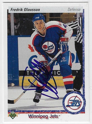 Fredrik Olausson Signed 1990-91 Upper Deck Hockey Card - Winnipeg Jets