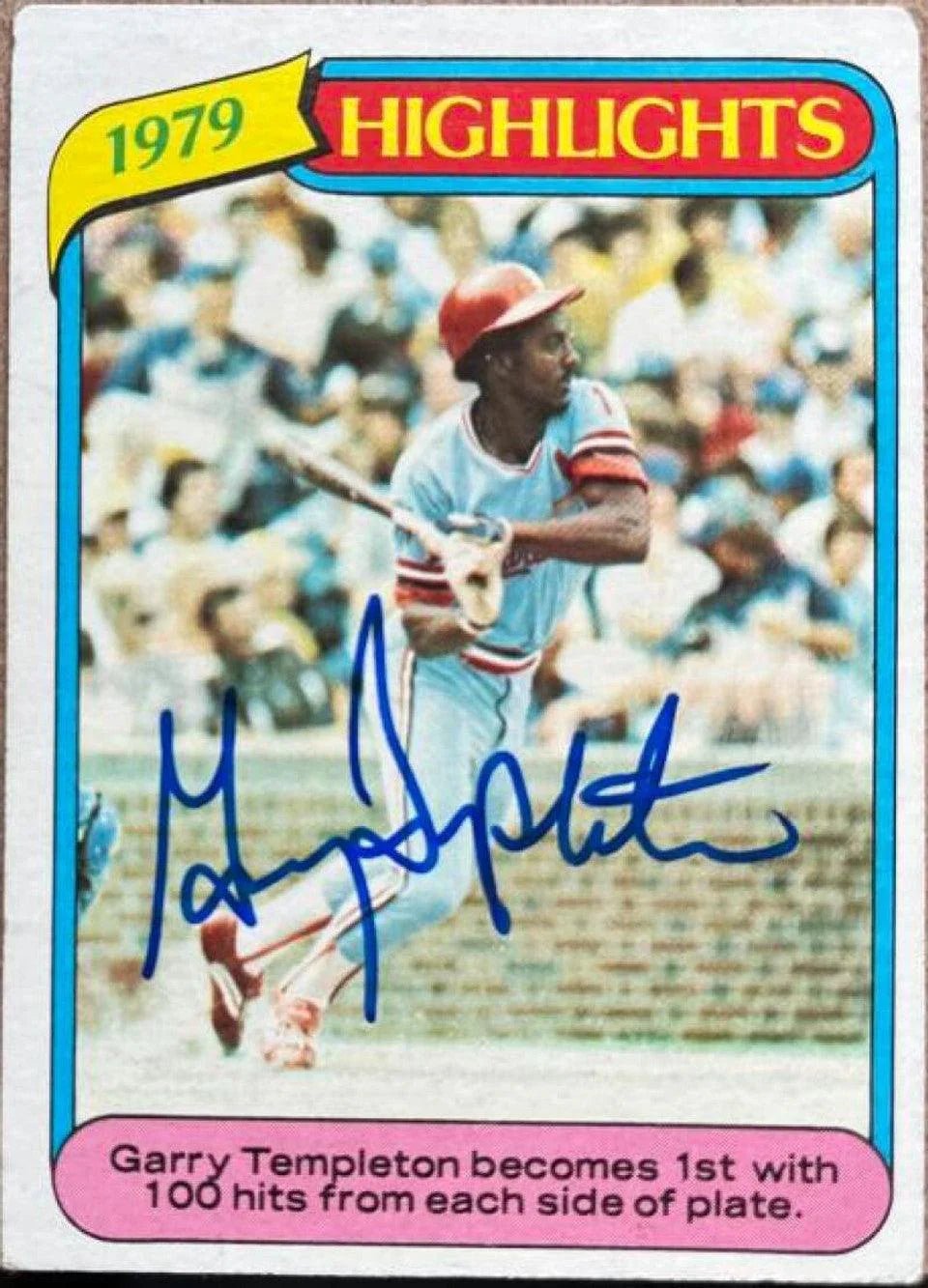 Garry Templeton Signed 1980 Topps Highlights Baseball Card - St Louis Cardinals