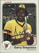 Garry Templeton Signed 1983 Fleer Baseball Card - San Diego Padres