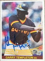 Garry Templeton Signed 1984 Donruss Baseball Card - San Diego Padres