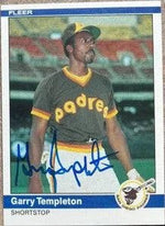 Garry Templeton Signed 1984 Fleer Baseball Card - San Diego Padres