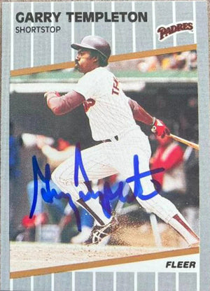 Garry Templeton Signed 1989 Fleer Baseball Card - San Diego Padres
