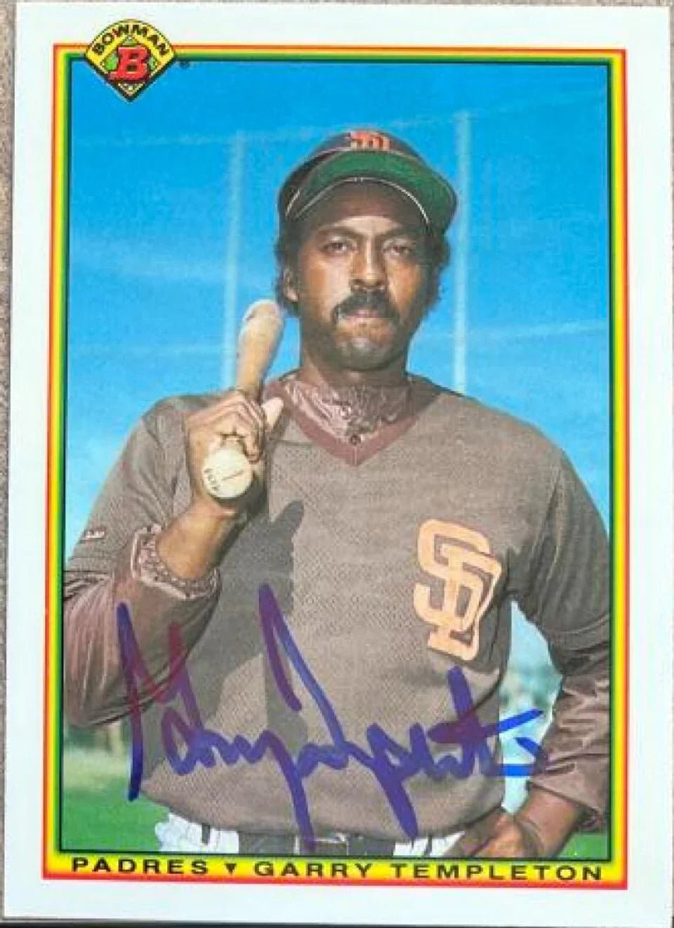 Garry Templeton Signed 1990 Bowman TIFFANY Baseball Card - San Diego Padres