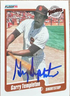 Garry Templeton Signed 1990 Fleer Baseball Card - San Diego Padres