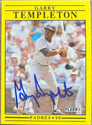 Garry Templeton Signed 1991 Fleer Baseball Card - San Diego Padres