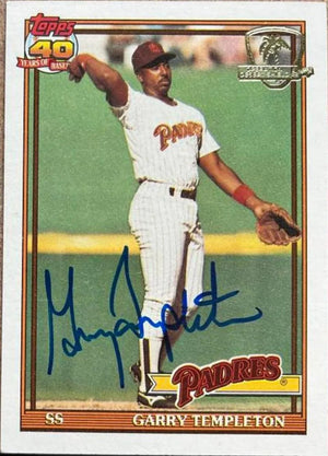 Garry Templeton Signed 1991 Topps Desert Shield Baseball Card - San Diego Padres