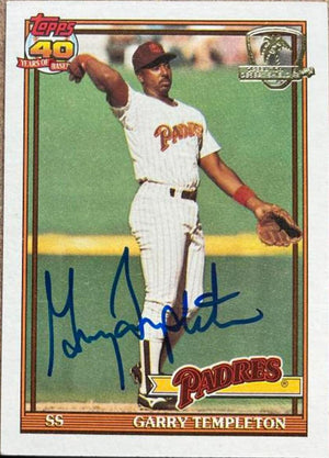 Garry Templeton Signed 1991 Topps Desert Shield Baseball Card - San Diego Padres - PastPros