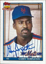 Garry Templeton Signed 1991 Topps Traded Baseball Card - New York Mets - PastPros