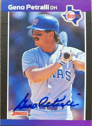 Geno Petralli Signed 1989 Donruss Baseball Card - Texas Rangers - PastPros