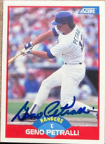 Geno Petralli Signed 1989 Score Baseball Card - Texas Rangers