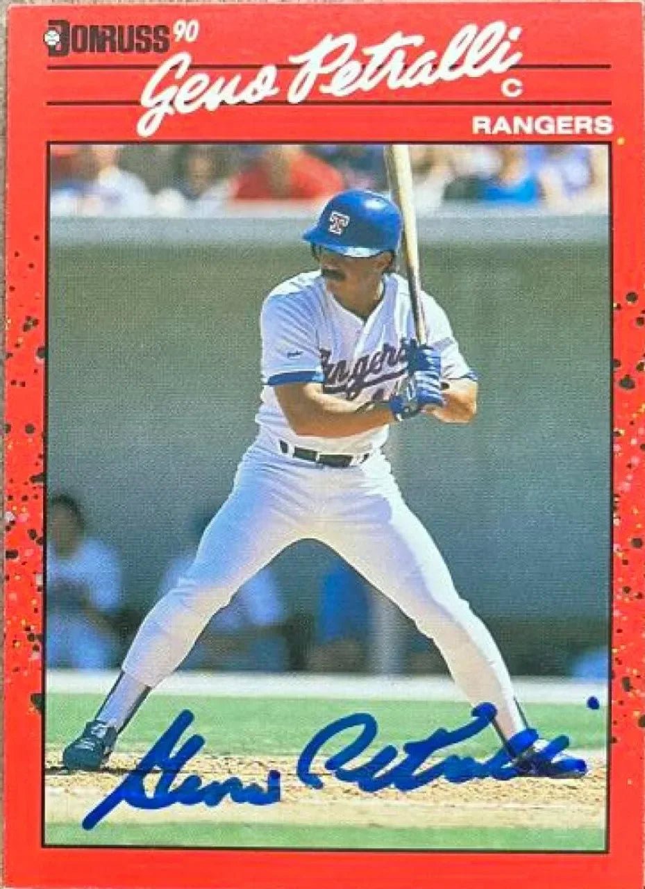 Geno Petralli Signed 1990 Donruss Baseball Card - Texas Rangers - PastPros