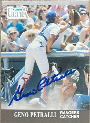 Geno Petralli Signed 1991 Fleer Ultra Baseball Card - Texas Rangers