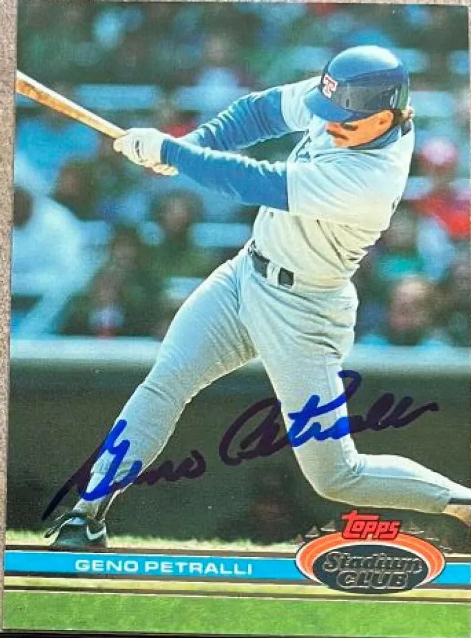 Geno Petralli Signed 1991 Stadium Club Baseball Card - Texas Rangers