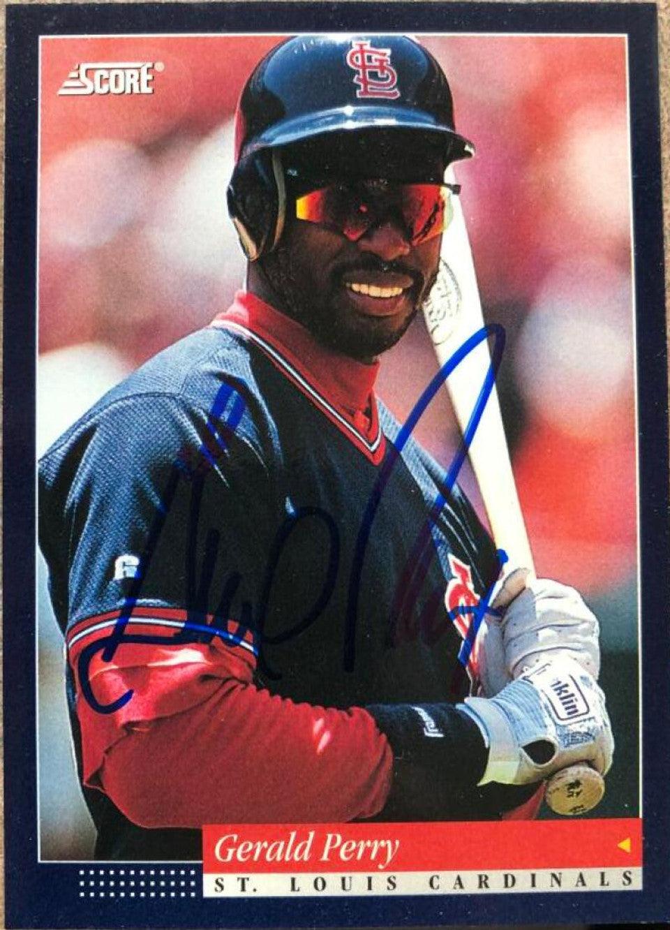 Gerald Perry Signed 1994 Score Baseball Card - St Louis Cardinals - PastPros