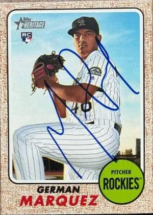 German Marquez Signed 2017 Topps Heritage Baseball Card - Colorado Rockies - PastPros