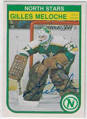 Gilles Meloche Signed 1982-83 O-Pee-Chee Hockey Card - Minnesota North Stars