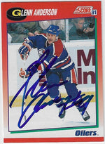 Glenn Anderson Signed 1991-92 Score (Canadian) Hockey Card - Edmonton Oilers