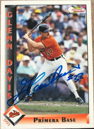 Glenn Davis Signed 1993 Pacific Spanish Baseball Card - Baltimore Orioles