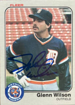 Glenn Wilson Signed 1983 Fleer Baseball Card - Detroit Tigers