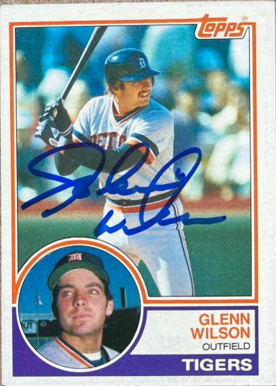 Glenn Wilson Signed 1983 Topps Baseball Card - Detroit Tigers